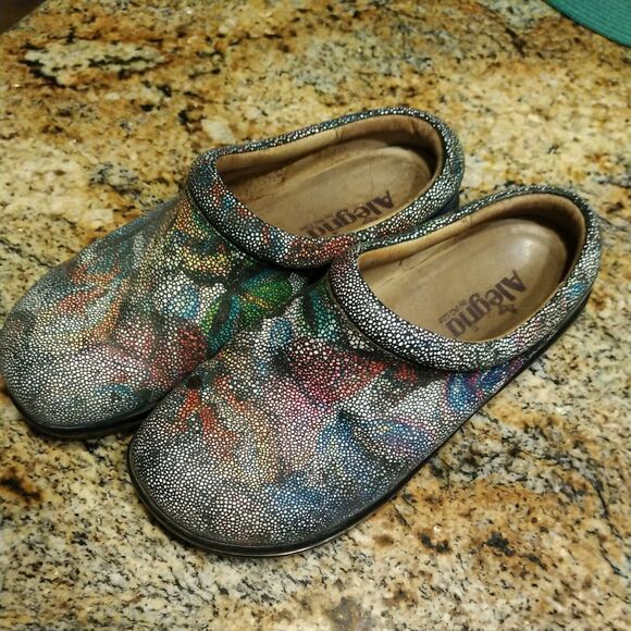 Alegria 'Kay 389' Multi Color Mules - Sz 6.5 US (37) Leather Butterfly Print - Picture 5 of 12
